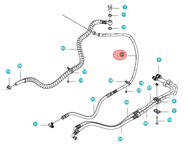 Hydraulic Hose, L=1090 5010876-01 in the group at Entreprenadbutiken (5010876-01)