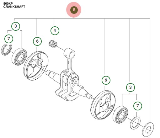 Crankshaft Kit Small Sms 5755452-20 in the group  at Entreprenadbutiken (5755452-20)