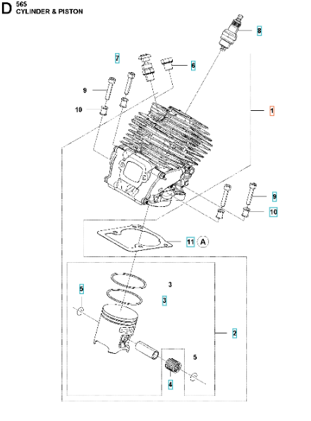 Cylinder Ass Husqvarna 565 in the group  at Entreprenadbutiken (5901503-04)
