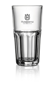 Husqvarna clear glass tumbler with Husqvarna logo - 31cl, 12 pcs in the group Forest / Brushcutters / Protective Equipments / Workwear / Workwear / Accessories at Entreprenadbutiken (5902106-01)