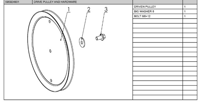 Drive pulley and hardware in the group at Entreprenadbutiken (5959249-01)
