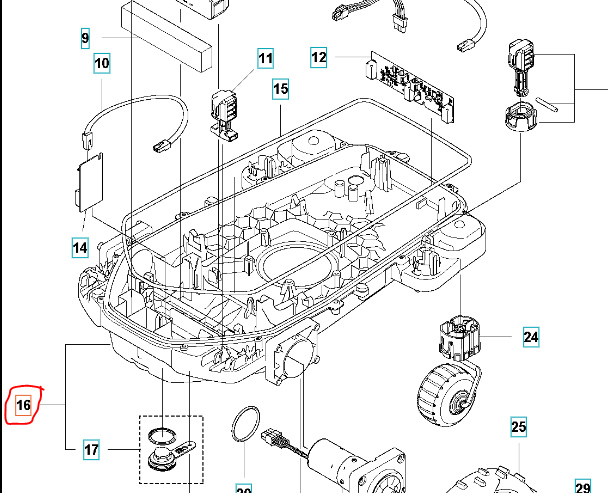 Chassis lower 405X/415X in the group Automower 405X - 2025 at Entreprenadbutiken (5992956-01)