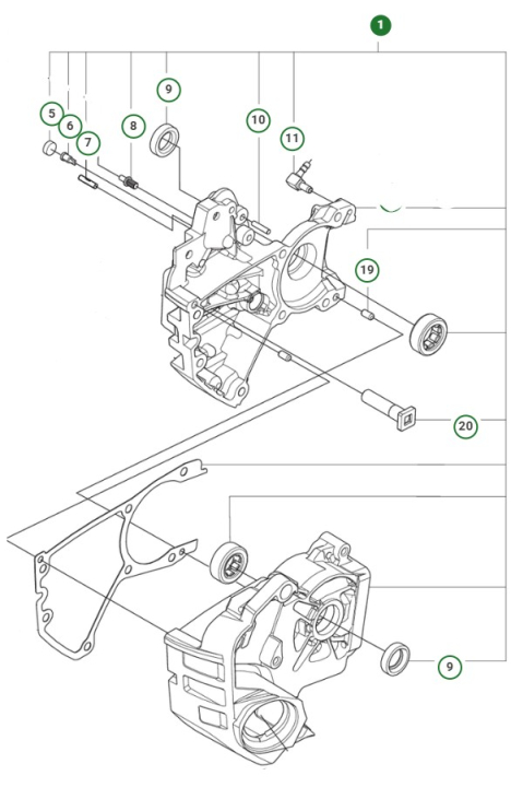 Crankcase Assy 39Cc Husqvarna in the group  at Entreprenadbutiken (5998093-01)