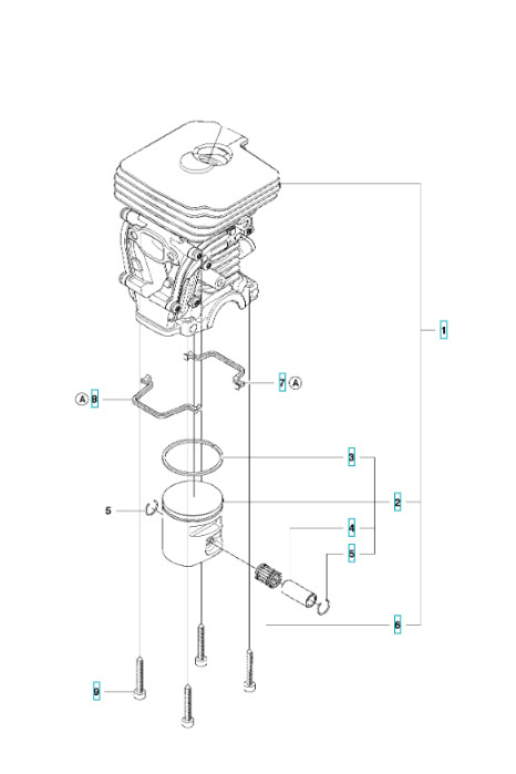 Cylinder Husqvarna 135, 140, 435, 440, Jonsered CS2240