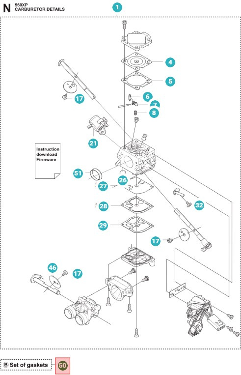 Diaphragm Kit Husqvarna 555, 560XP, 562XP, 565, 572XP