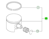 Piston Kpl 346XP 44,3mm 50CC Decomp Piston Kpl 346XP 44,3mm 50CC Decomp