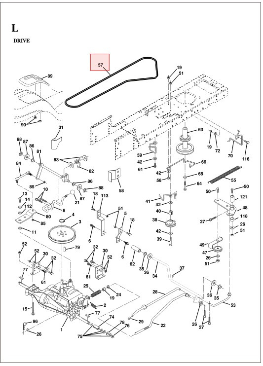 Transmission drive belt Husqvarna YT130, YT150, YT155