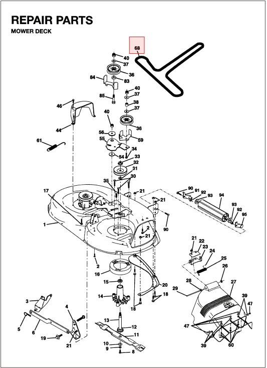 Deck belt LT1238, LT1538, LTH120, LTH130, LTH140 etc