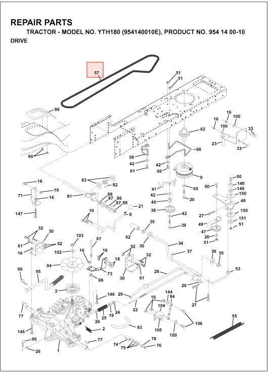 Transmission drive belt Husqvarna YTH130, YTH150, YTH160, YTH180