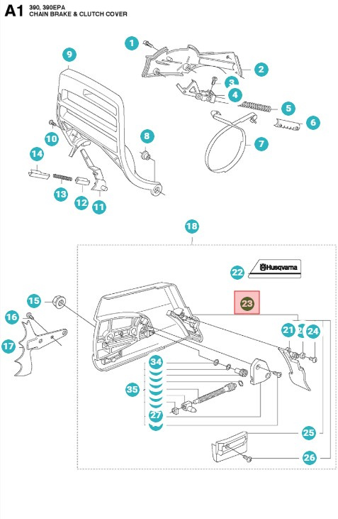 Clutch cover Husqvarna 390XP, 390XPG