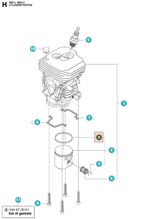 Piston Ring Husqvarna 450, Jonsered CS2250
