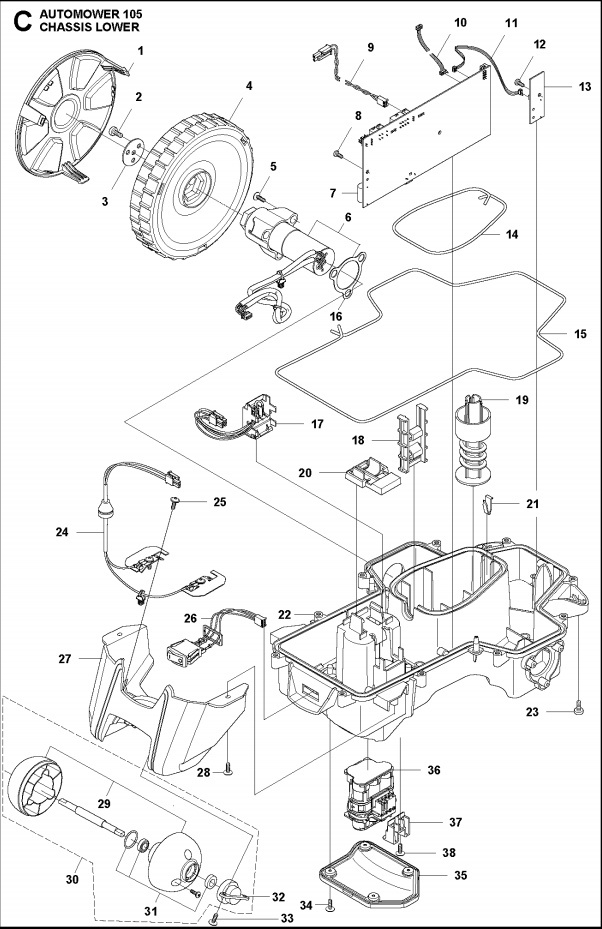 Sealing strip chassis 105, 305, 308
