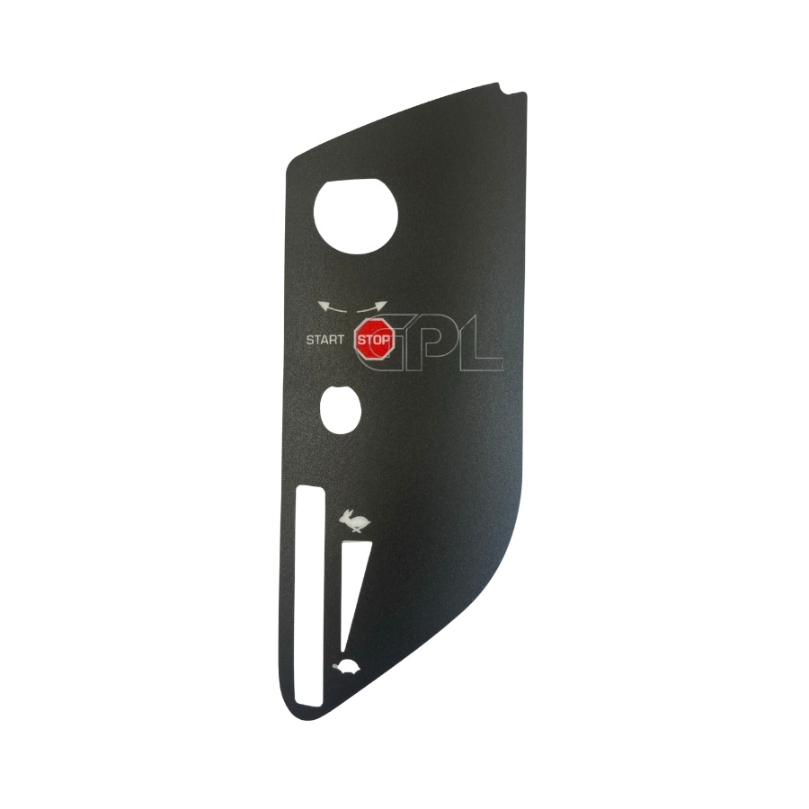 Control panel decal HST, no choke