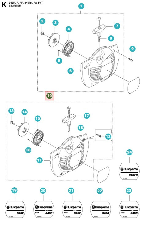 Starter Husqvarna 343FR, 345FX, 345RX