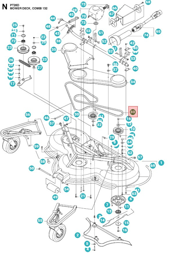 Drive belt Combi 132 P550D, PT26D