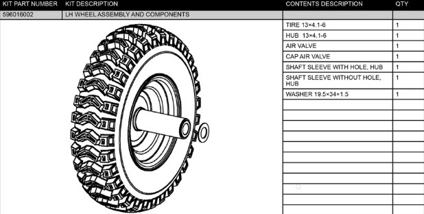 Left-hand wheel assembly and components