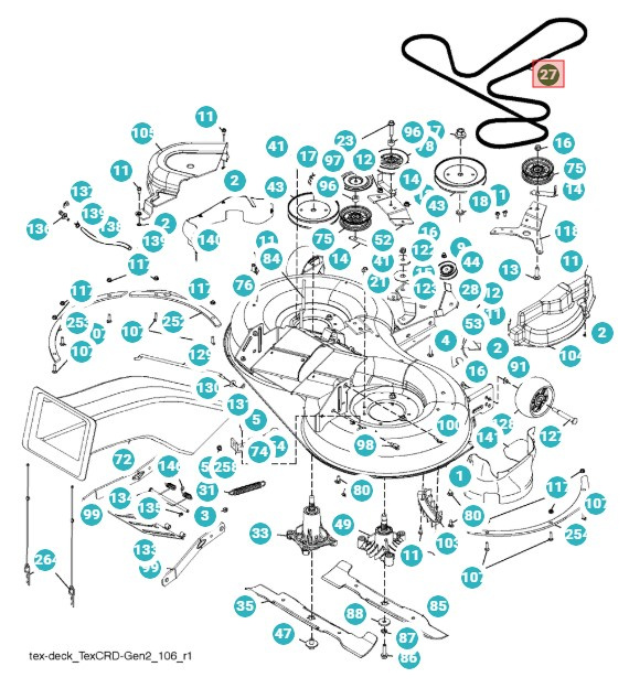 Drive belt TC238, TC239T, TC138T, TC238TX