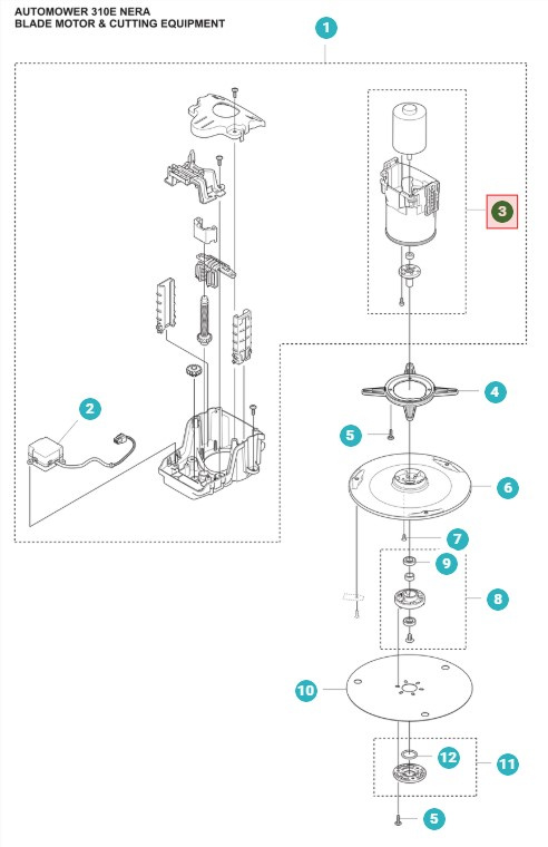 Cutting motor Automower 405x, 415x, 305E, 310E Nera, 405XE, 410XE Nera